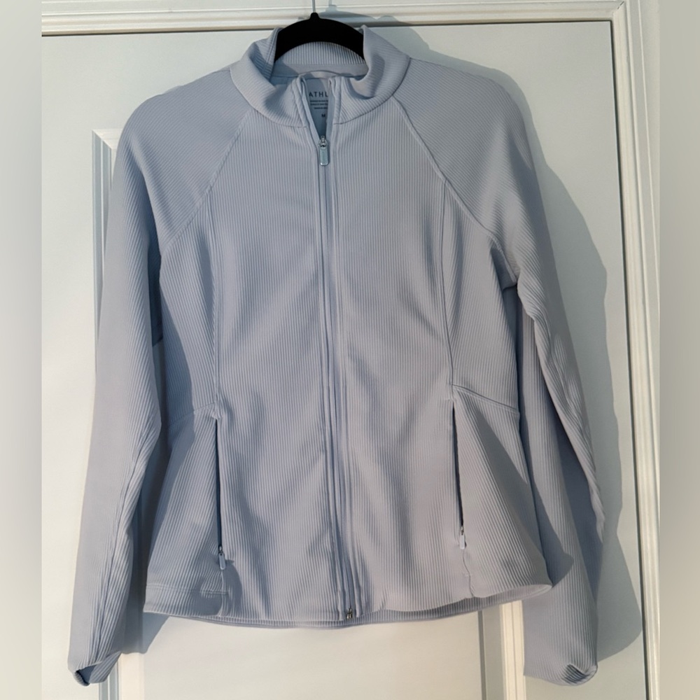 Athleta Women's Light Gray Ski Jacket - Salutation Ribbed Jacket (Light Blue)
